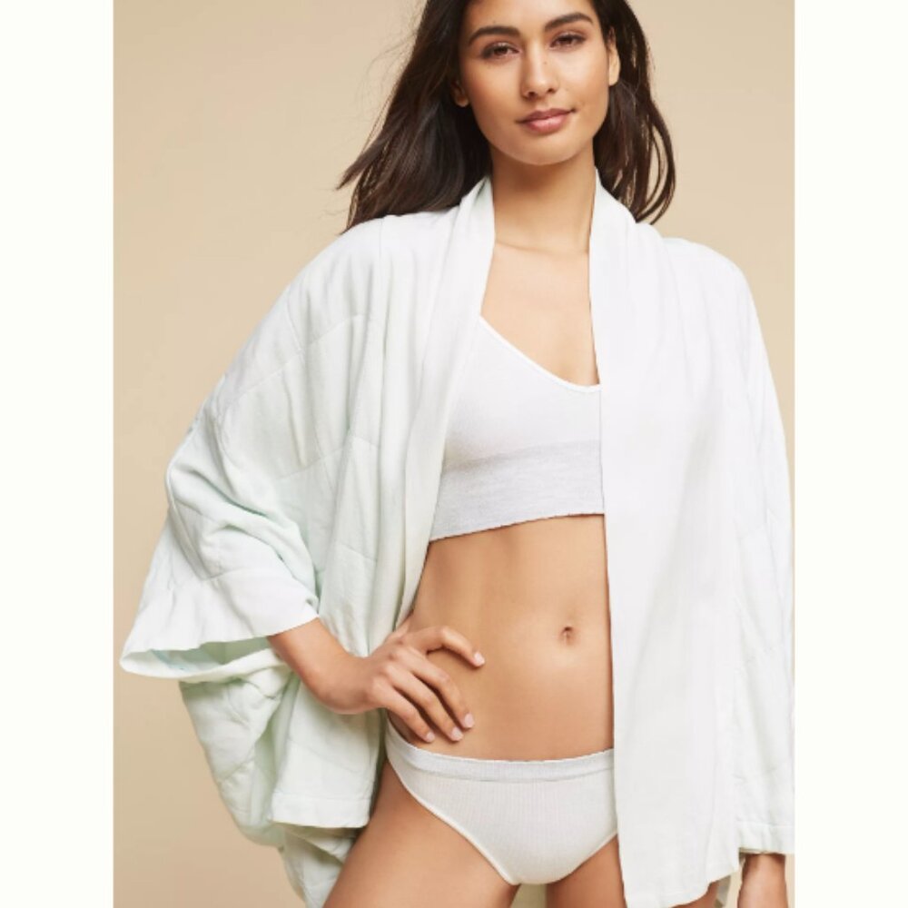 Anthropologie Quilted Open-Front Cardigan